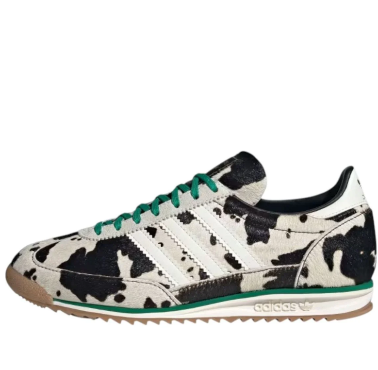 adidas Cow Print Low-Top Sneakers with Green Laces