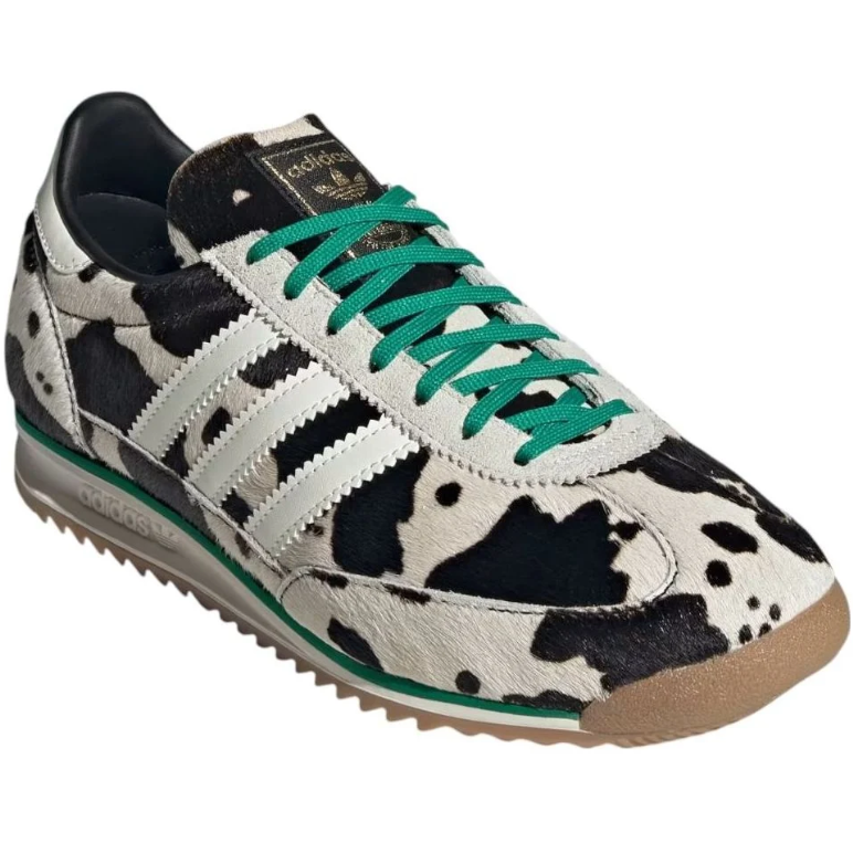 adidas Cow Print Low-Top Sneakers with Green Laces