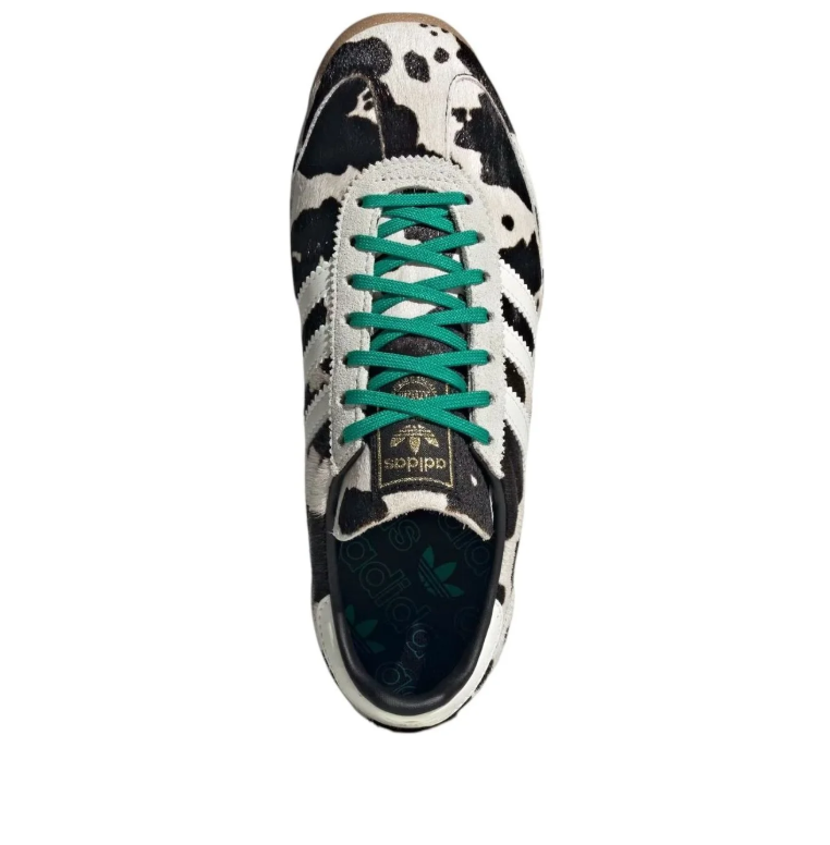 adidas Cow Print Low-Top Sneakers with Green Laces