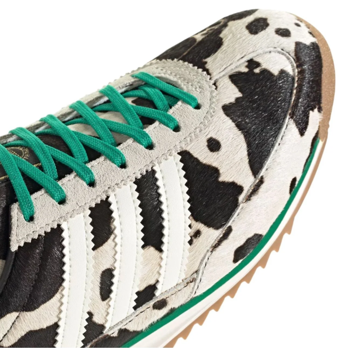 adidas Cow Print Low-Top Sneakers with Green Laces