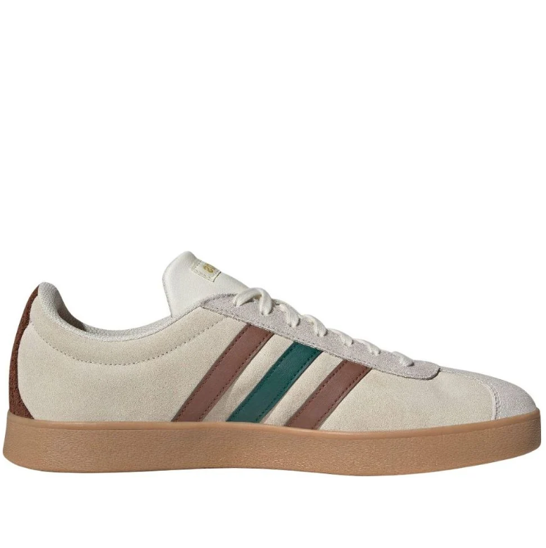 adidas Cream Low-Top Sneakers with Brown and Green Stripes