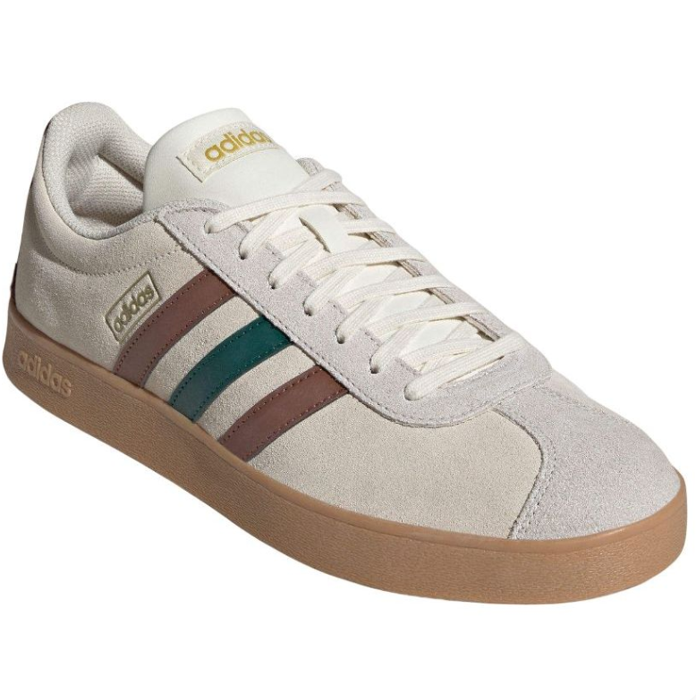 adidas Cream Low-Top Sneakers with Brown and Green Stripes