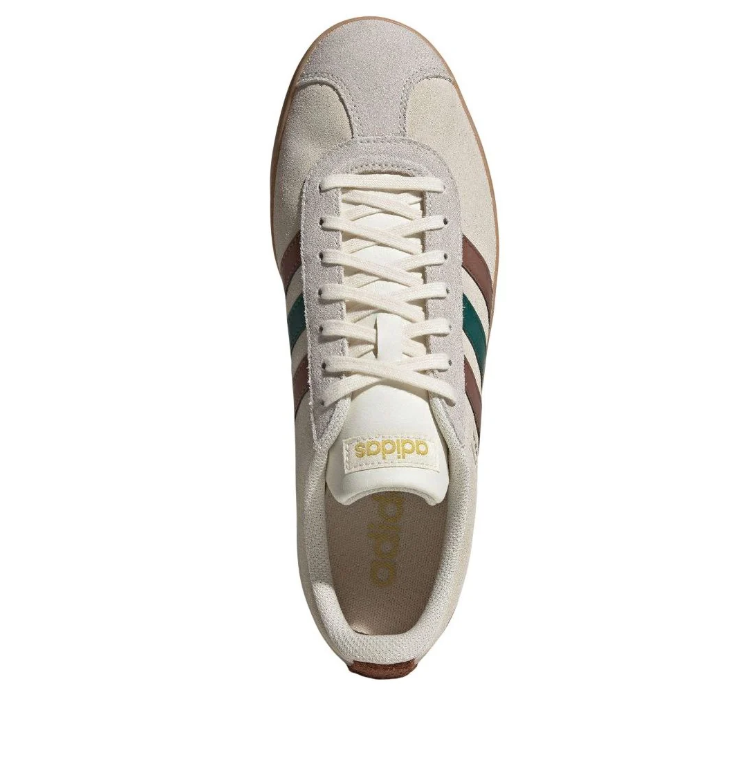 adidas Cream Low-Top Sneakers with Brown and Green Stripes
