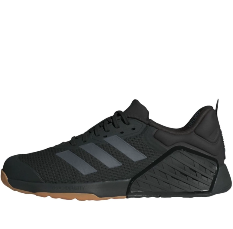 adidas Black Three-Stripes Training Shoes with Gum Sole Accents