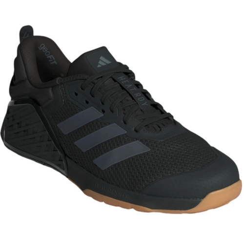adidas Black Three-Stripes Training Shoes with Gum Sole Accents
