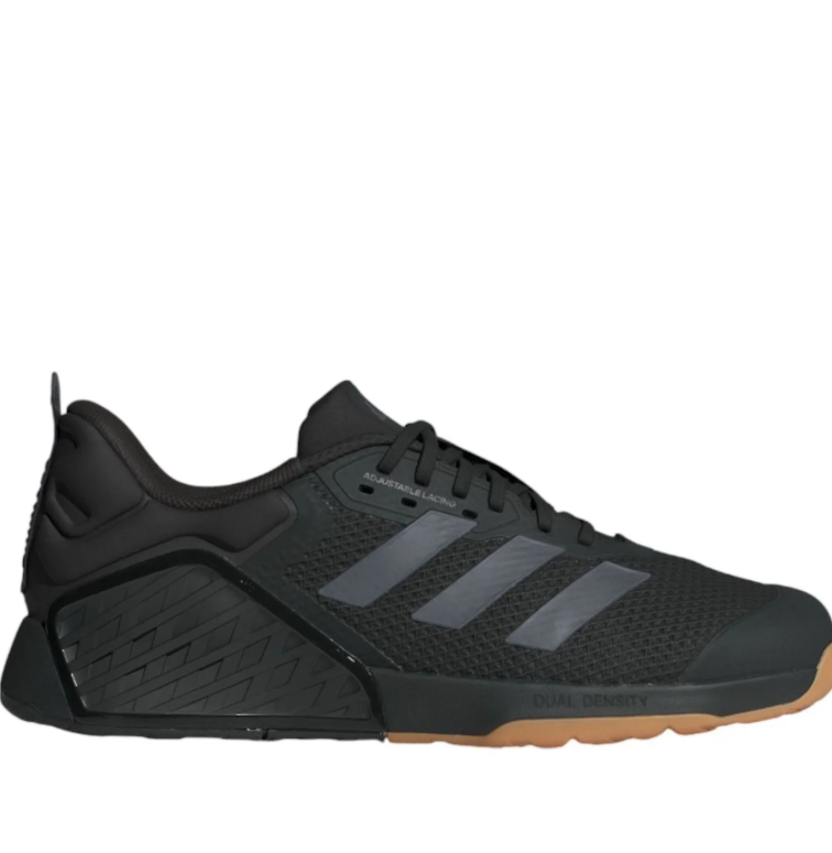 adidas Black Three-Stripes Training Shoes with Gum Sole Accents