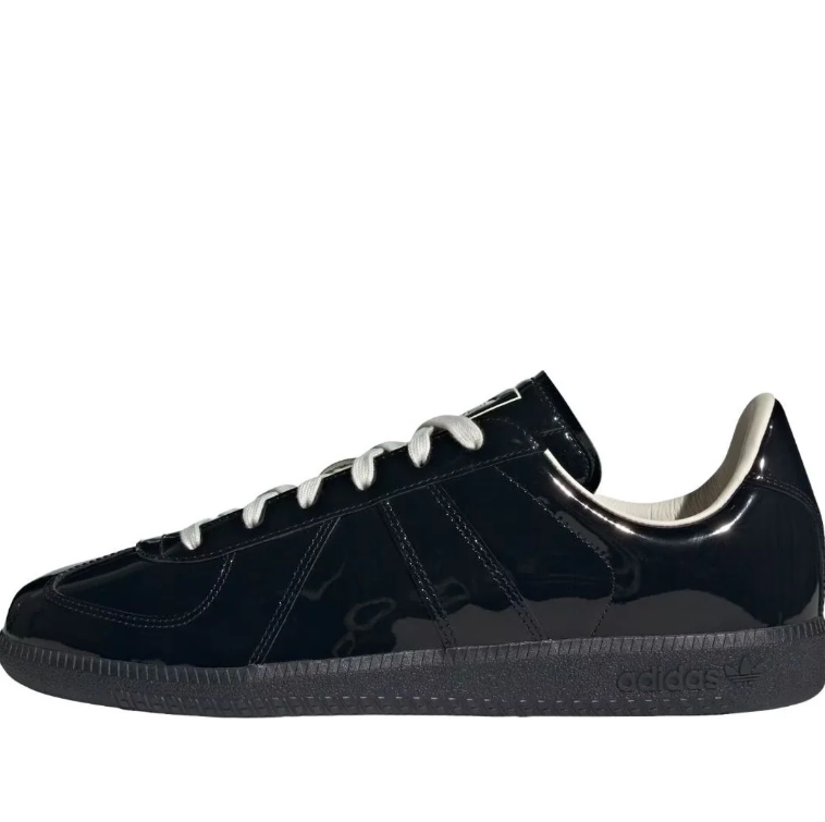 adidas Glossy Black Low-Top Sneakers with White Laces