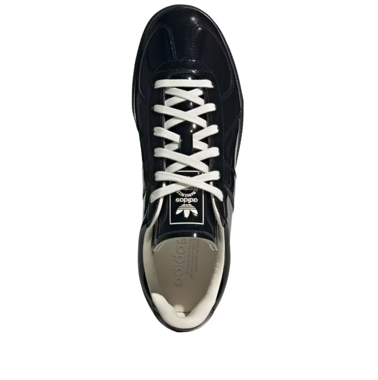 adidas Glossy Black Low-Top Sneakers with White Laces