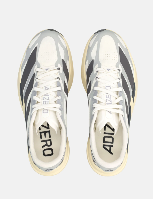 adidas Adizero White and Gray Running Shoes with Black Stripes