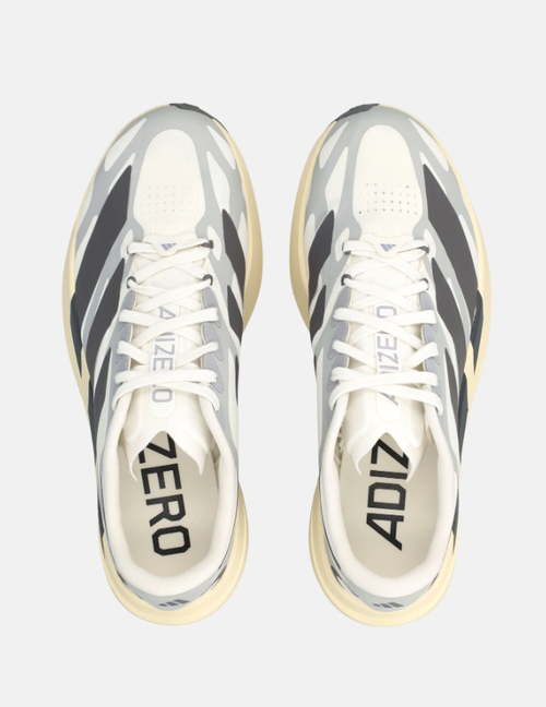 adidas Adizero White and Gray Running Shoes with Black Stripes