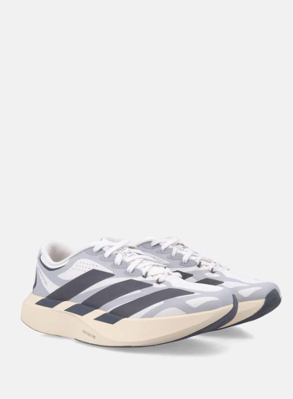 adidas Adizero White and Gray Running Shoes with Black Stripes