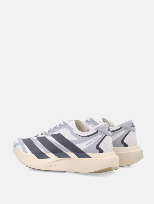 adidas Adizero White and Gray Running Shoes with Black Stripes