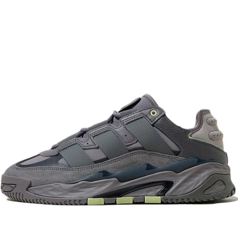adidas Charcoal Chunky Sneakers with Lime Green Accents
