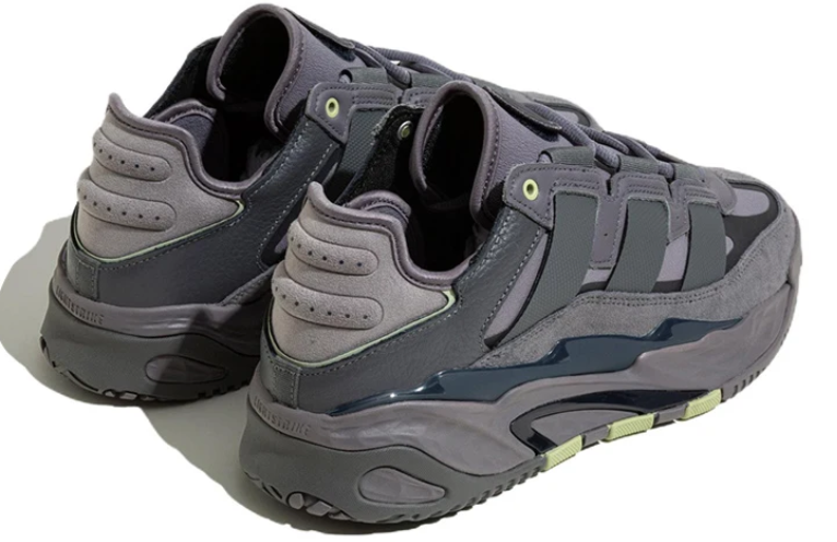 adidas Charcoal Chunky Sneakers with Lime Green Accents