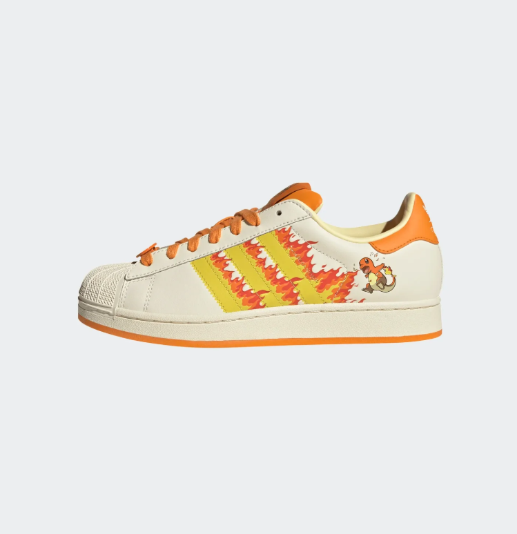 adidas Charmander Shell-Toe Sneakers with Orange Flame Details