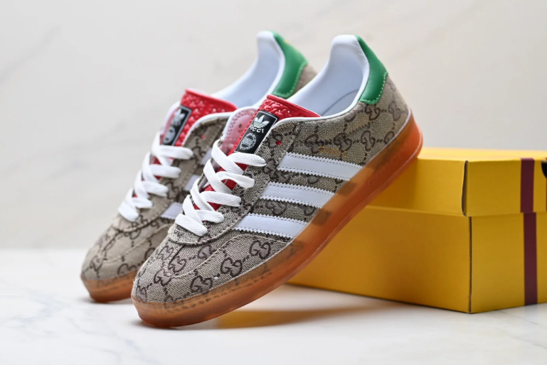 adidas Gucci GG Monogram Low-Top Sneakers with Gum Sole