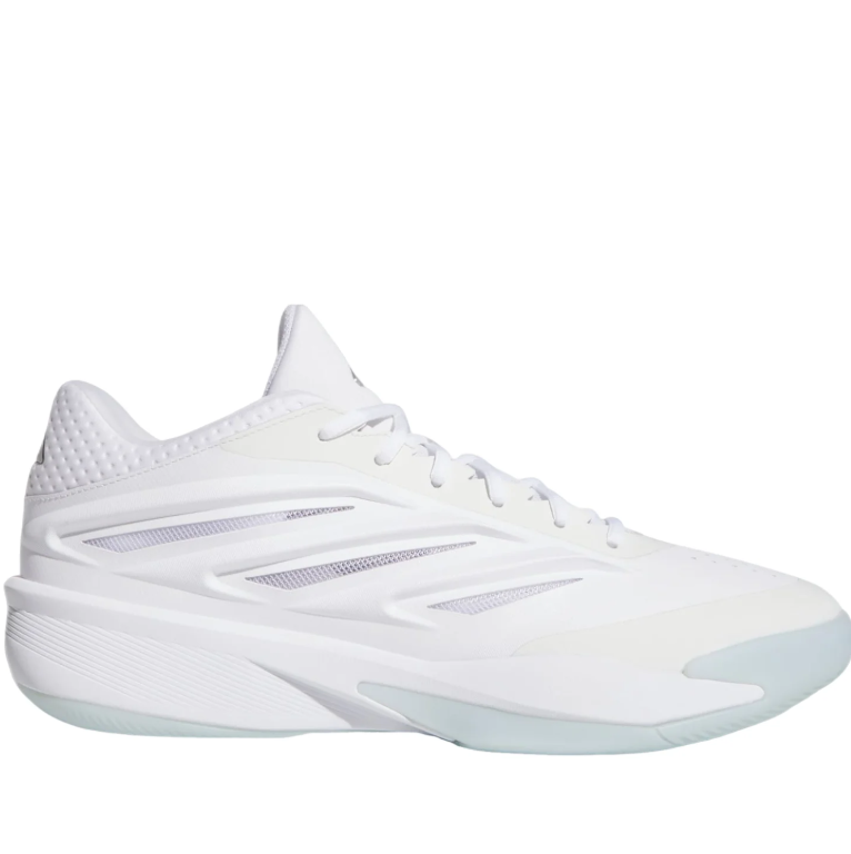 adidas White Sneakers with Sculpted Side Panels and Ice Blue Sole
