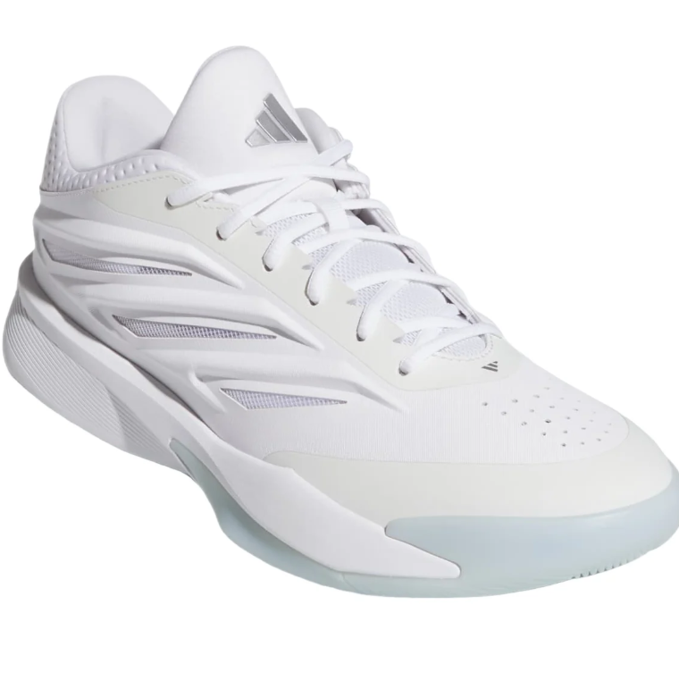 adidas White Sneakers with Sculpted Side Panels and Ice Blue Sole