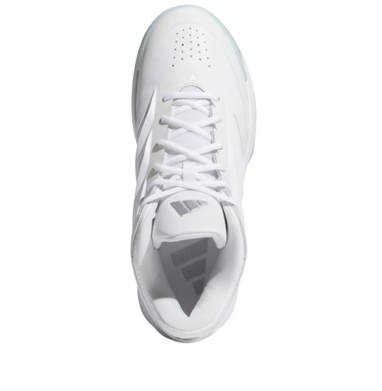 adidas White Sneakers with Sculpted Side Panels and Ice Blue Sole