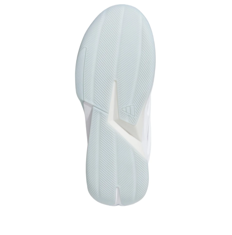 adidas White Sneakers with Sculpted Side Panels and Ice Blue Sole