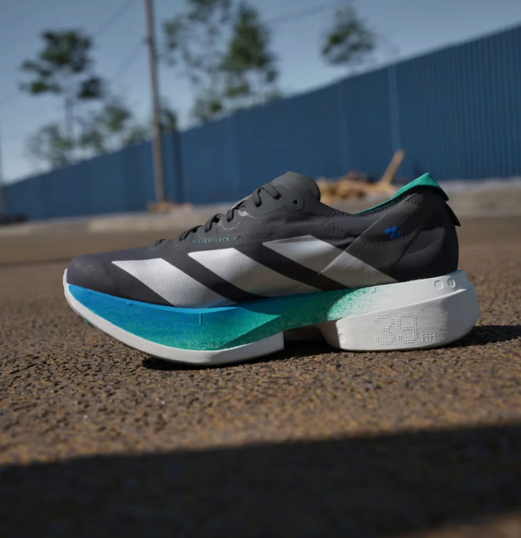 adidas Black Running Shoes with Silver Stripes and Blue-Green Sole