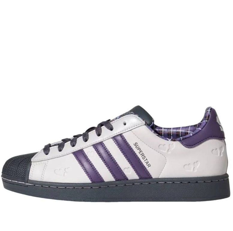 adidas Superstar White and Purple Sneakers with Black Shell Toe