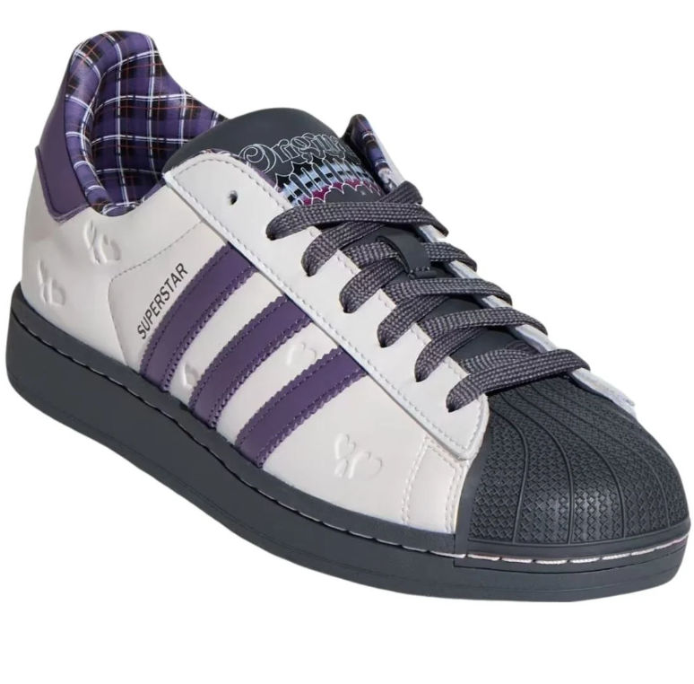 adidas Superstar White and Purple Sneakers with Black Shell Toe