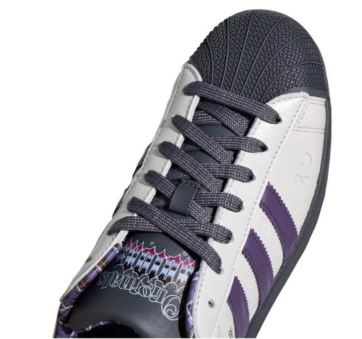 adidas Superstar White and Purple Sneakers with Black Shell Toe