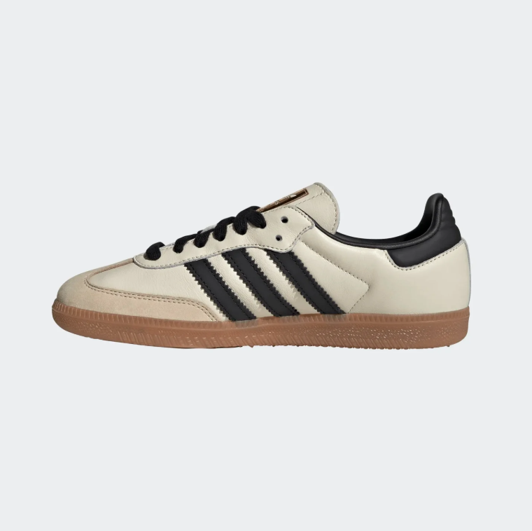 adidas Samba Cream and Black Sneakers with Gum Sole