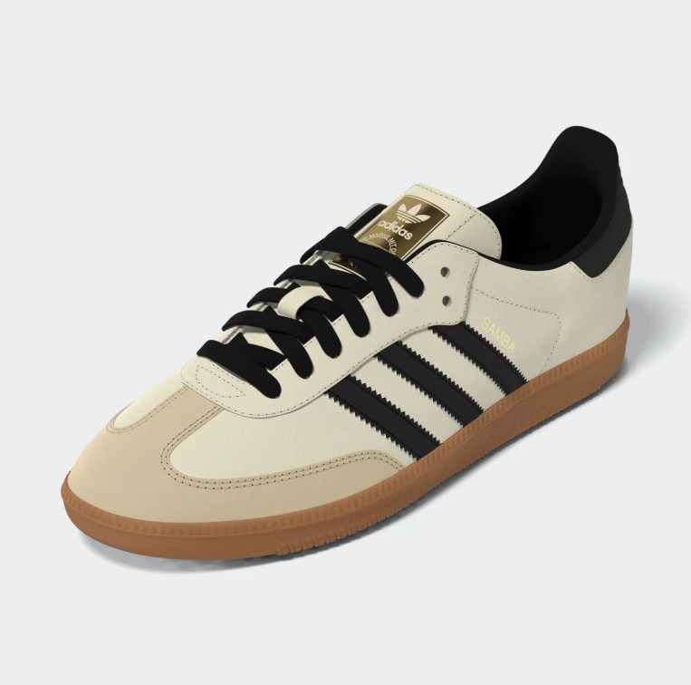 adidas Samba Cream and Black Sneakers with Gum Sole