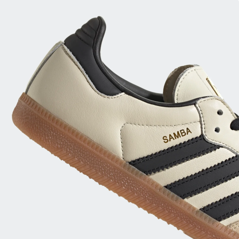 adidas Samba Cream and Black Sneakers with Gum Sole