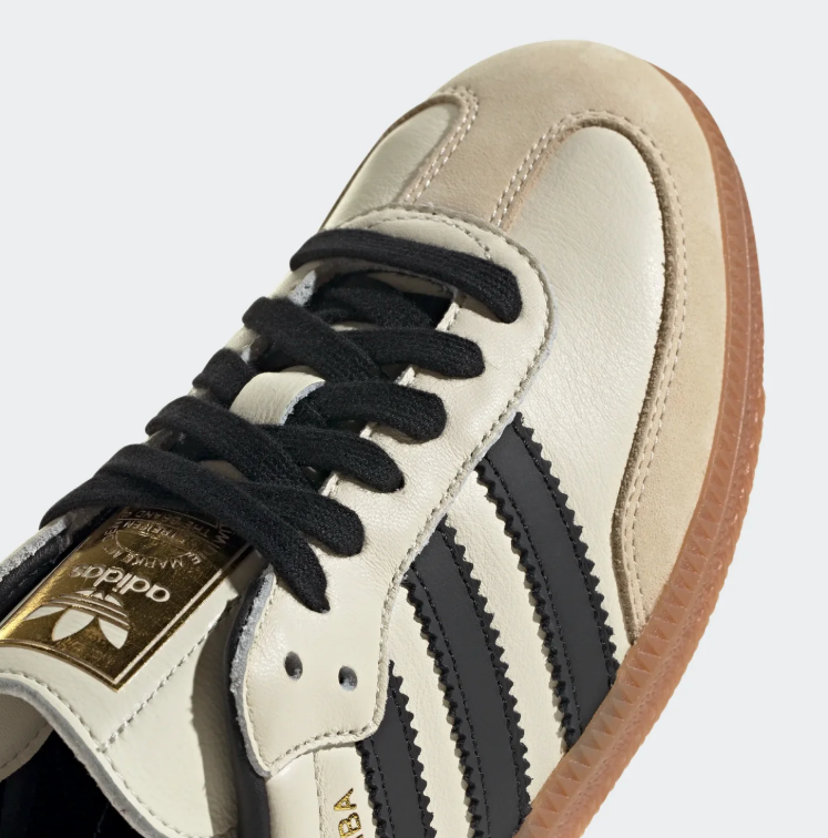 adidas Samba Cream and Black Sneakers with Gum Sole