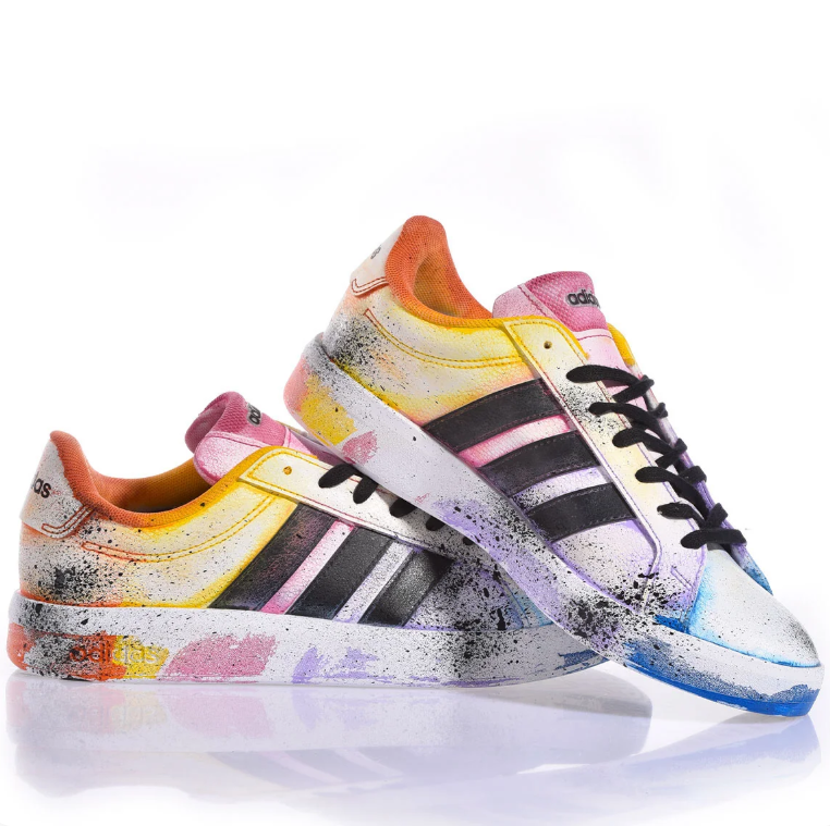 adidas Multicolor Paint-Splatter Low-Top Sneakers