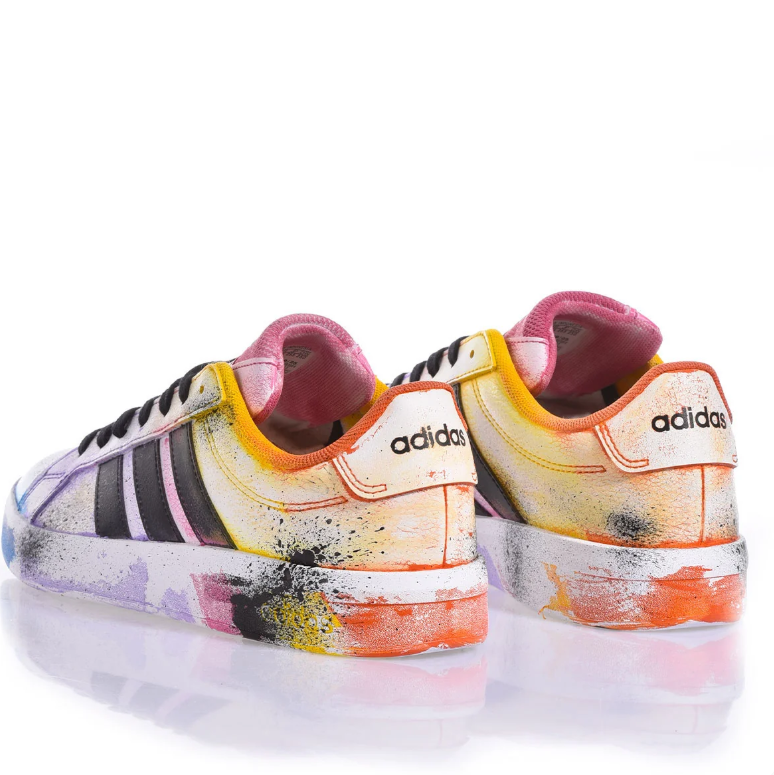 adidas Multicolor Paint-Splatter Low-Top Sneakers