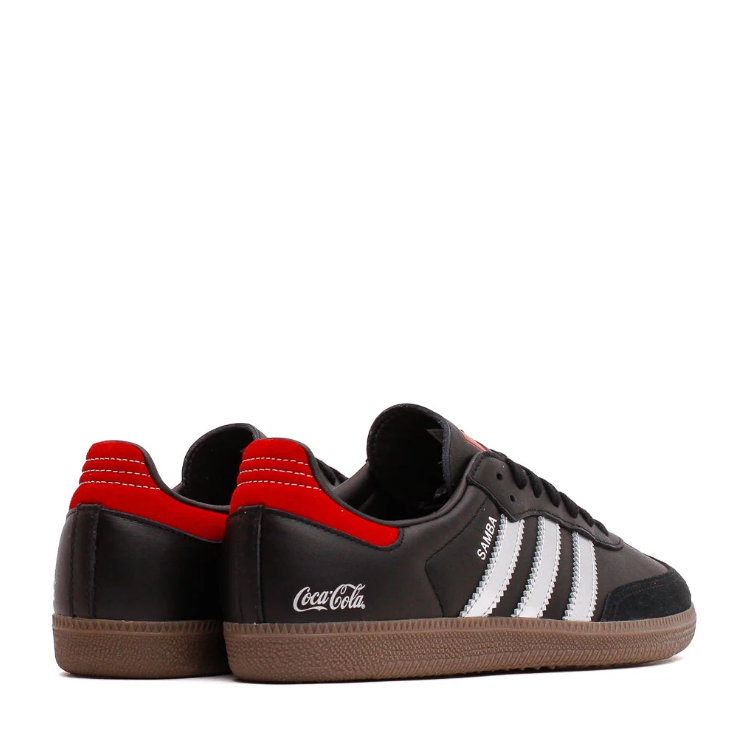 adidas Samba Black Sneakers with Silver Stripes and Coca-Cola Detailing