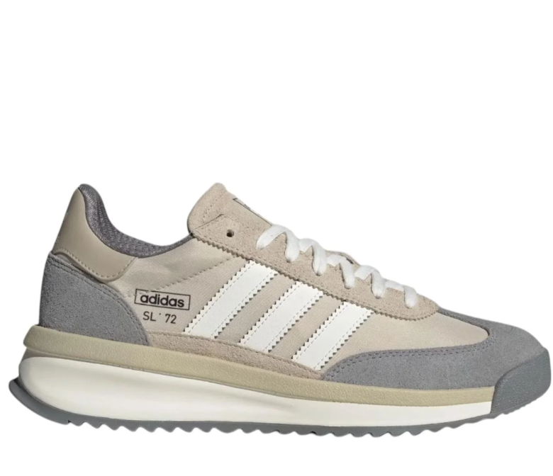 adidas SL 72 Beige and Gray Sneakers with White Stripes