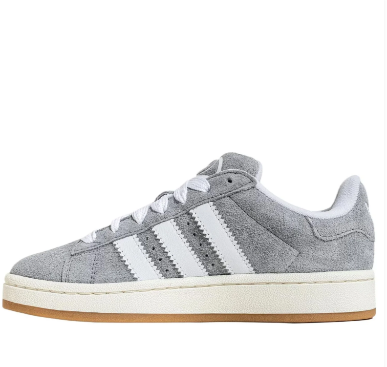 adidas Campus Gray and White Low-Top Sneakers with Gum Sole