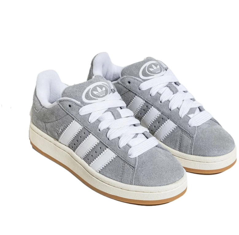 adidas Campus Gray and White Low-Top Sneakers with Gum Sole