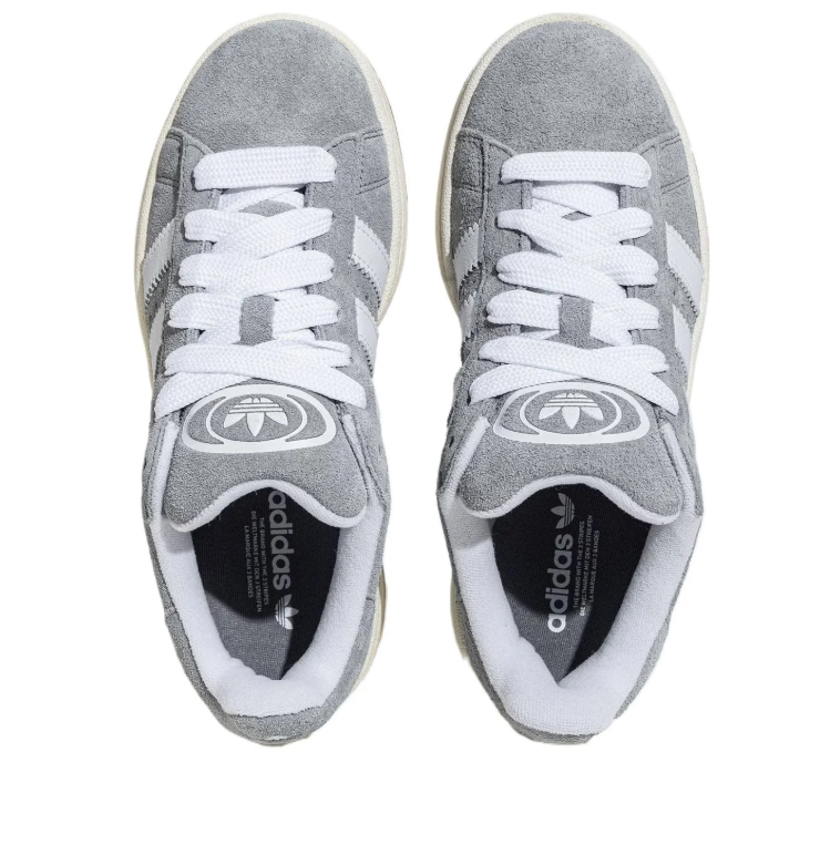adidas Campus Gray and White Low-Top Sneakers with Gum Sole
