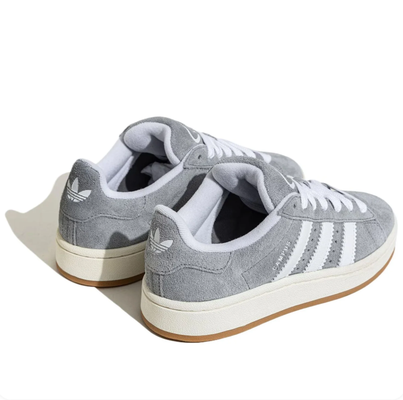 adidas Campus Gray and White Low-Top Sneakers with Gum Sole