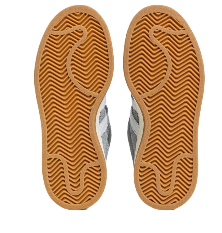 adidas Campus Gray and White Low-Top Sneakers with Gum Sole