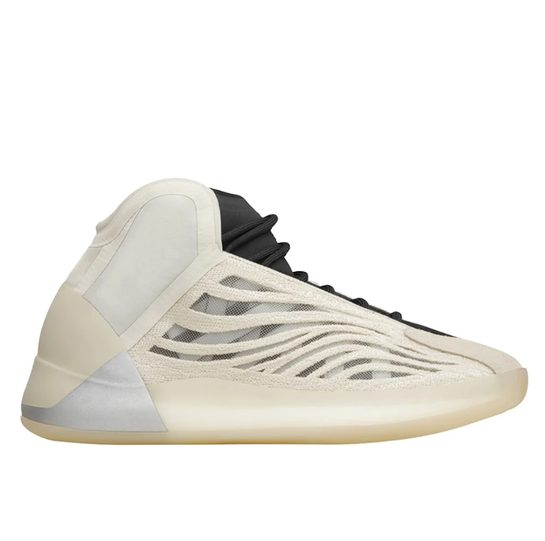 adidas Yeezy Cream and Black High-Top Sneakers with Wave Overlays