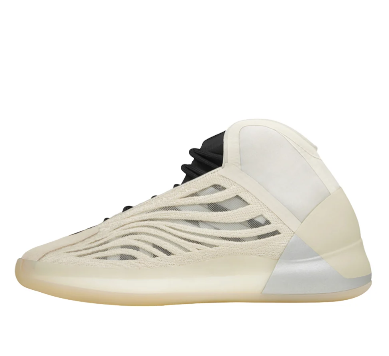 adidas Yeezy Cream and Black High-Top Sneakers with Wave Overlays