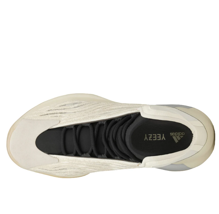 adidas Yeezy Cream and Black High-Top Sneakers with Wave Overlays