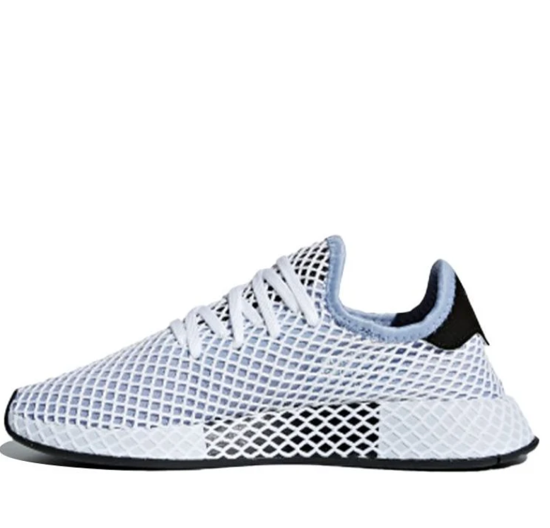 adidas White Grid-Overlay Sneakers with Black Accents