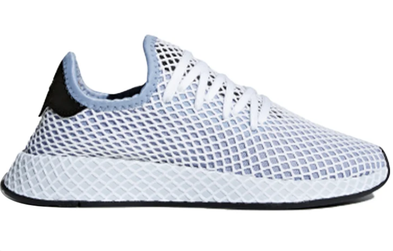 adidas White Grid-Overlay Sneakers with Black Accents