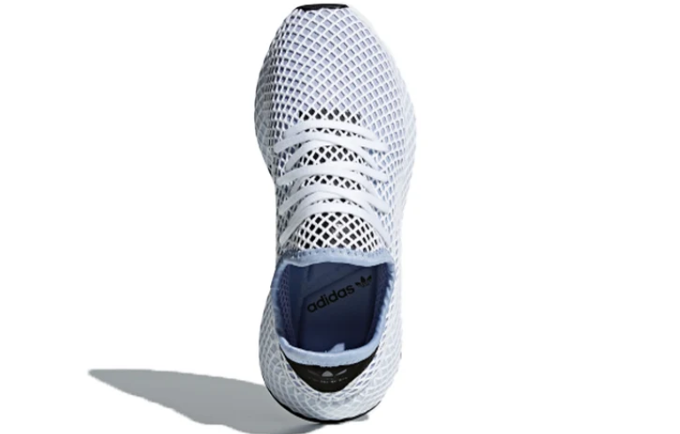adidas White Grid-Overlay Sneakers with Black Accents