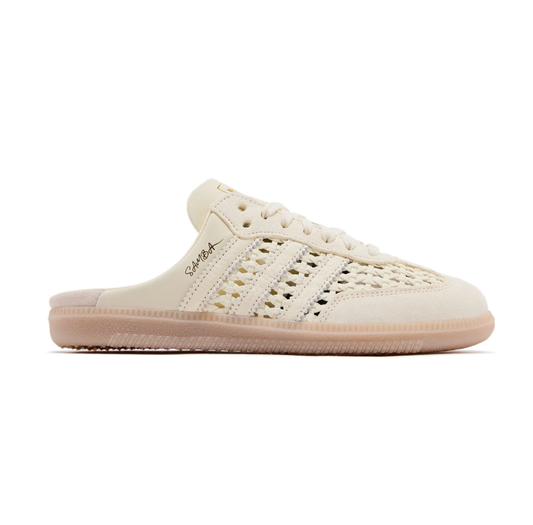 adidas Samba Cream Woven Mules with Blush Sole
