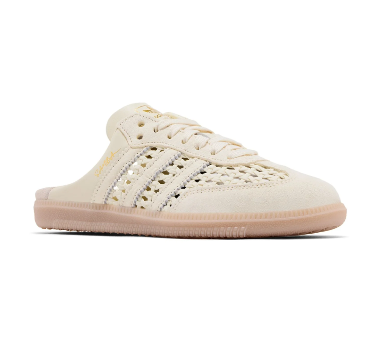 adidas Samba Cream Woven Mules with Blush Sole