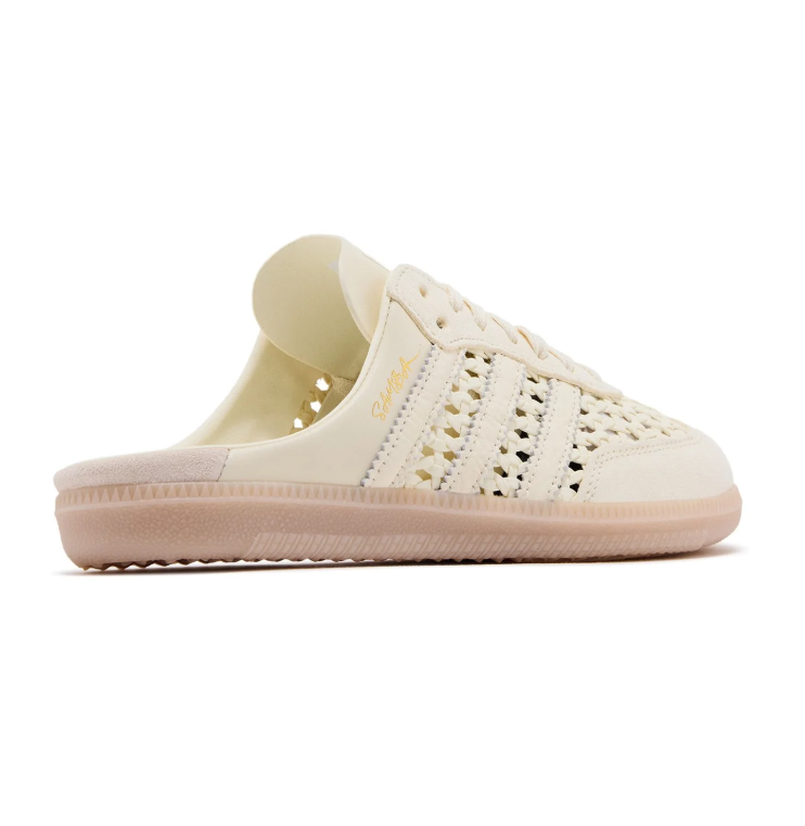 adidas Samba Cream Woven Mules with Blush Sole